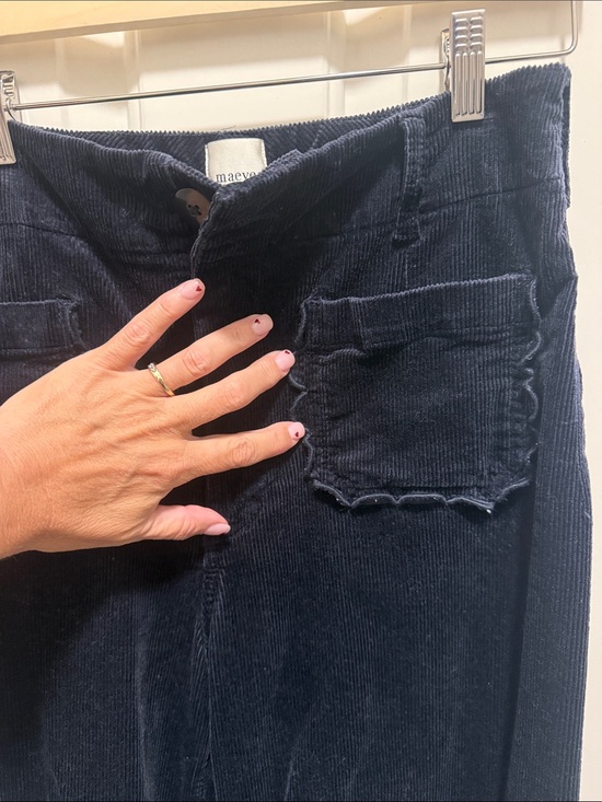 Maeve Denim - Maeve Collette Navy  High-Rise Corduroy Jeans with Front Patch Pockets,